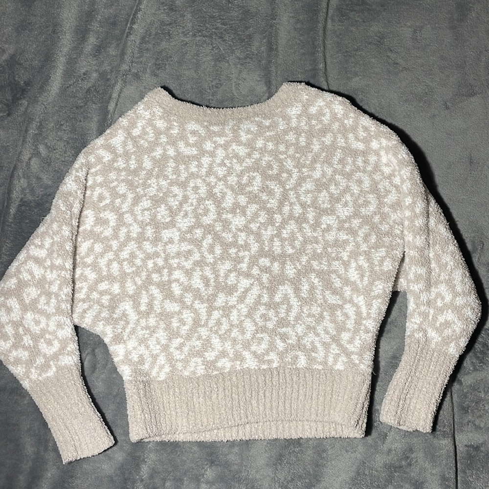 Fuzzy knit crew neck sweater